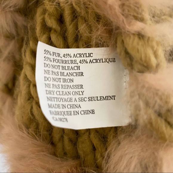 Knit Scarf Rabbit Fur Trim - Picture 5 of 7